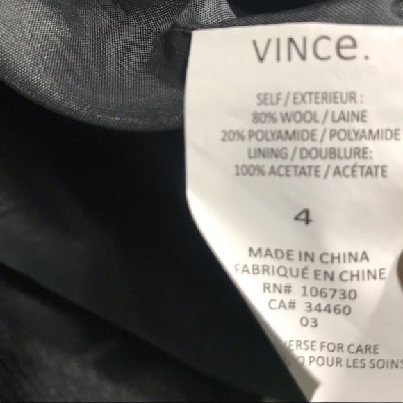 Vince gray wool twill back pleat zip up jacket - Picture 4 of 8